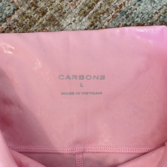 NWT CARBON 38 LIGHT PINK/METALLIC HIGH RISE LEGGINGS SIZE LARGE - Picture 4 of 5